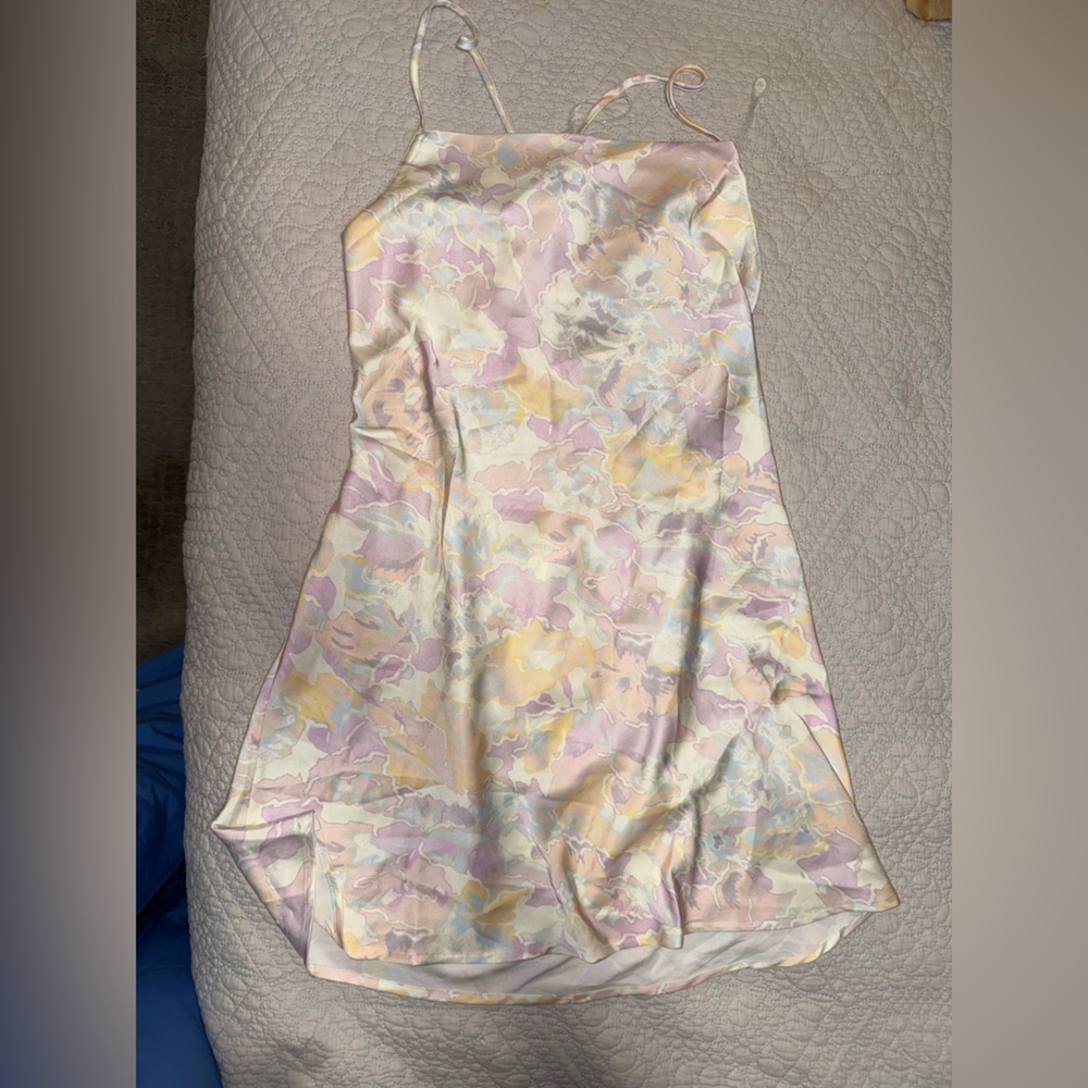 Nordstrom Pastel Marble Slip Dress in Lavender, Blue & Yellow